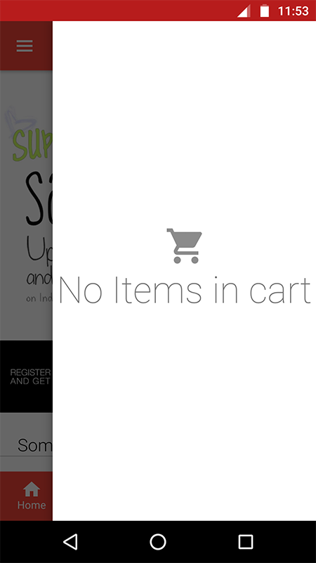 Empty Cart in slider from right side
